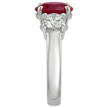Afbeelding in Gallery-weergave laden, 3.50 ct. 3 stenen robijn en Natuurlijke echte diamanten ( niet in een laboratorium gekweekt ) ring witgouden griffenset