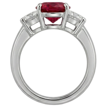 Afbeelding in Gallery-weergave laden, 3.50 ct. 3 stenen robijn en Natuurlijke echte diamanten ( niet in een laboratorium gekweekt ) ring witgouden griffenset