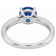 Afbeelding in Gallery-weergave laden, 3.50 ct. Ring met griffen en rond geslepen Ceylon saffier Natuurlijke echte diamanten ( niet in een laboratorium gekweekt ) WG 14K