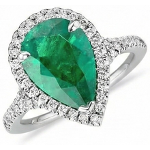 Afbeelding in Gallery-weergave laden, 3.50 ct peer geslepen groene smaragd en Natuurlijke echte diamanten ( niet in een laboratorium gekweekt ) trouwring