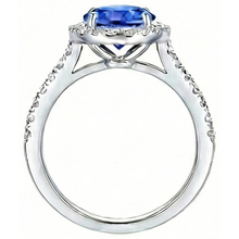 Afbeelding in Gallery-weergave laden, echte round saffier 3.50karaat ring profielweergave