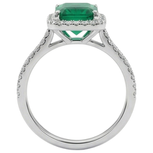 Afbeelding in Gallery-weergave laden, 3.55 Ct Emerald Cut Groene Smaragd Met Ronde Diamanten Trouwring