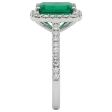 Afbeelding in Gallery-weergave laden, 3.55 Ct Emerald Cut Groene Smaragd Met Ronde Diamanten Trouwring