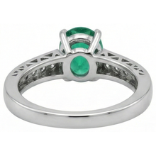 Afbeelding in Gallery-weergave laden, 3.60 ct ovale groene smaragd en Natuurlijke echte diamanten ( niet in een laboratorium gekweekt ) ring 14K witgoud