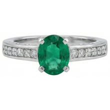 Afbeelding in Gallery-weergave laden, 3.60 ct ovale groene smaragd en Natuurlijke echte diamanten ( niet in een laboratorium gekweekt ) ring 14K witgoud