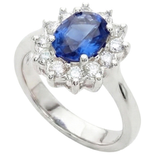 Afbeelding in Gallery-weergave laden, 3.60 karaat blauwe saffier en Natuurlijke echte diamanten ( niet in een laboratorium gekweekt ) ring bloem stijl wit goud 14K