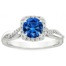 Afbeelding in Gallery-weergave laden, echte round saffier 3.70karaat ring close-up detail