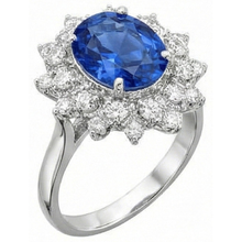 Afbeelding in Gallery-weergave laden, 3.75 ct. Sri Lanka Saffier Diamanten Ring Wit Goud 14K