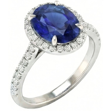 Afbeelding in Gallery-weergave laden, echte round saffier 3.75karaat ring vooraanzicht
