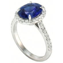 Afbeelding in Gallery-weergave laden, echte round saffier 3.75karaat ring close-up detail