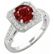 Afbeelding in Gallery-weergave laden, 3.75 karaat rode robijn en Natuurlijke echte diamanten ( niet in een laboratorium gekweekt ) ring wit goud 14K