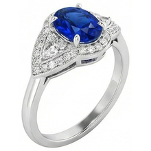 Afbeelding in Gallery-weergave laden, echte trillion saffier 3.90karaat ring close-up detail