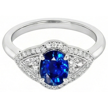 Afbeelding in Gallery-weergave laden, echte trillion saffier 3.90karaat ring vooraanzicht