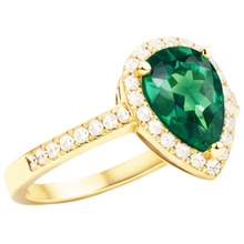 Afbeelding in Gallery-weergave laden, 3.95 ct peervormige groene smaragd met Natuurlijke echte diamanten ( niet in een laboratorium gekweekt ) verlovingsring