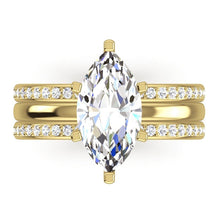 Afbeelding in Gallery-weergave laden, 3-Delige Trouwring Set 3.50 Karaat Echt Diamant Marquise Geslepen Geel Goud