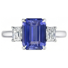 Afbeelding in Gallery-weergave laden, 3 Stenen Blauwe Saffier Ring