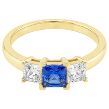 Afbeelding in Gallery-weergave laden, 3 Stenen Diamanten Jubileum Edelsteen Ring 2 Karaat Geel Goud 14K