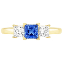 Afbeelding in Gallery-weergave laden, 3 Stenen Diamanten Jubileum Edelsteen Ring 2 Karaat Geel Goud 14K