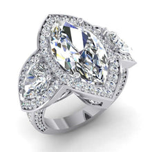 Afbeelding in Gallery-weergave laden, 3 Stenen Halo Ring Met Peer En Markiezin Echt Diamanten 7,45 Karaat
