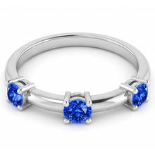 Afbeelding in Gallery-weergave laden, 3 Stenen Ring Jubileum 0,90 Karaat Ceylon Sapphire Sieraden Nieuw