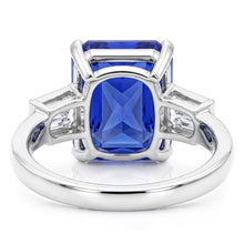 Afbeelding in Gallery-weergave laden, 3 Stenen Ring Stralende Saffier & Baguette Diamanten 4 Karaat Wit Goud