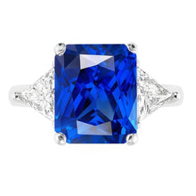 Afbeelding in Gallery-weergave laden, 3 Stenen Ring Stralende Saffier & Triljoen Diamanten Sieraden 2,50 Karaat