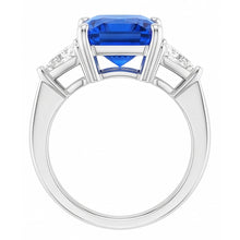Afbeelding in Gallery-weergave laden, 3 Stenen Ring Stralende Saffier & Triljoen Diamanten Sieraden 2,50 Karaat