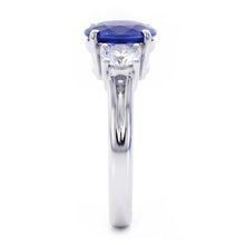 Afbeelding in Gallery-weergave laden, 3 Stenen Saffier En Diamant Ring Jubileum 14K Goud