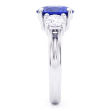 Afbeelding in Gallery-weergave laden, 3 Stenen Saffier En Diamant Ring Jubileum 14K Goud