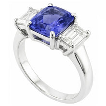 Afbeelding in Gallery-weergave laden, 3 Stenen Trouwring Stralende Saffier & Emerald Diamanten 3,50 Karaat