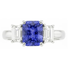 Afbeelding in Gallery-weergave laden, 3 Stenen Trouwring Stralende Saffier & Emerald Diamanten 3,50 Karaat
