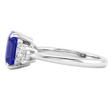 Afbeelding in Gallery-weergave laden, 3 Stenen Verlovingsring Smaragd Blauwe Saffier & Diamant 3,50 Karaat
