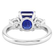 Afbeelding in Gallery-weergave laden, 3 Stenen Verlovingsring Smaragd Blauwe Saffier & Diamant 3,50 Karaat