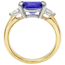 Afbeelding in Gallery-weergave laden, 3-Stone Princess Cut Tanzanite Diamond 3.50 karaat tweekleurige ring