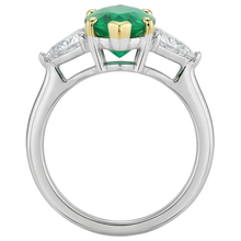Afbeelding in Gallery-weergave laden, Smaragd Edelsteen Ring 3 karaat Bicolor 14K Goud – achteraanzicht
