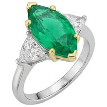Afbeelding in Gallery-weergave laden, Edelsteen Ring Bicolor 14K Goud met Smaragd – profielaanzicht
