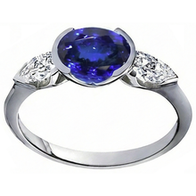Afbeelding in Gallery-weergave laden, echte oval tanzaniet 3karaat ring zijaanzicht