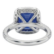 Afbeelding in Gallery-weergave laden, 3 ct kussen Sri Lanka blauwe saffier en halo Natuurlijke echte diamanten ( niet in een laboratorium gekweekt ) ring