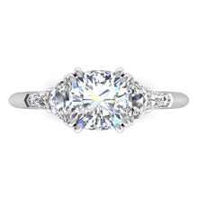 Afbeelding in Gallery-weergave laden, 3 ct kussen geslepen halve manen stokbrood diamanten ring uitstekend geslepen 18K - harrychadent.nl