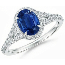 Afbeelding in Gallery-weergave laden, 3 ct saffier en Natuurlijke echte diamanten ( niet in een laboratorium gekweekt ) ring wit goud 14K griffenset