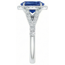 Afbeelding in Gallery-weergave laden, 3 ct saffier en Natuurlijke echte diamanten ( niet in een laboratorium gekweekt ) ring wit goud 14K griffenset