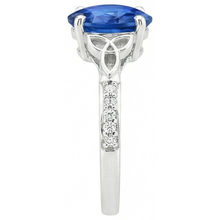Afbeelding in Gallery-weergave laden, 3 karaat Ceylon saffier en Natuurlijke echte diamanten ( niet in een laboratorium gekweekt ) ring wit goud 14K