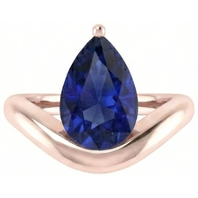 Afbeelding in Gallery-weergave laden, echte pear saffier 3karaat ring zijaanzicht