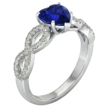 Afbeelding in Gallery-weergave laden, 3 karaat hart edelsteen blauwe saffier Natuurlijke echte diamant ( niet in het laboratorium gekweekt )en ring Infinity stijl