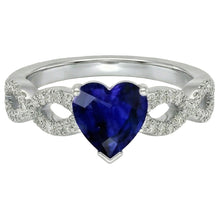 Afbeelding in Gallery-weergave laden, 3 karaat hart edelsteen blauwe saffier Natuurlijke echte diamant ( niet in het laboratorium gekweekt )en ring Infinity stijl