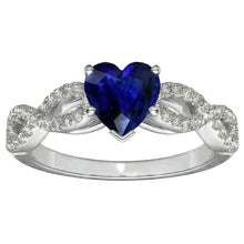 Afbeelding in Gallery-weergave laden, 3 karaat hart edelsteen blauwe saffier Natuurlijke echte diamant ( niet in het laboratorium gekweekt )en ring Infinity stijl