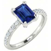Afbeelding in Gallery-weergave laden, echte round saffier 3karaat ring close-up detail