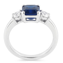 Afbeelding in Gallery-weergave laden, 3 steen 2,50 karaat Ceylon saffier jubileum ring wit goud 14k