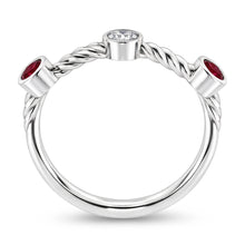 Afbeelding in Gallery-weergave laden, 3 steen Natuurlijke echte diamanten ( niet in een laboratorium gekweekt ) robijn ring 0,90 karaat touw gedraaide sieraden nieuw