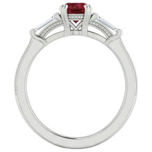 Afbeelding in Gallery-weergave laden, 3 steen Natuurlijke echte diamanten ( niet in een laboratorium gekweekt ) robijn ring vintage stijl 2 karaats Milgrain sieraden